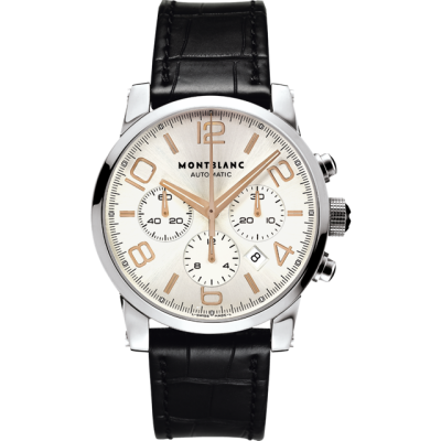 Montblanc TimeWalker Chronograph Automatic / orologio uomo / quadrante argentato opaco / cassa acciaio / cinturino alligatore nero