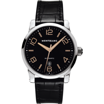 Montblanc TimeWalker Automatic / orologio uomo / quadrante nero / cassa acciaio / cinturino alligatore nero
