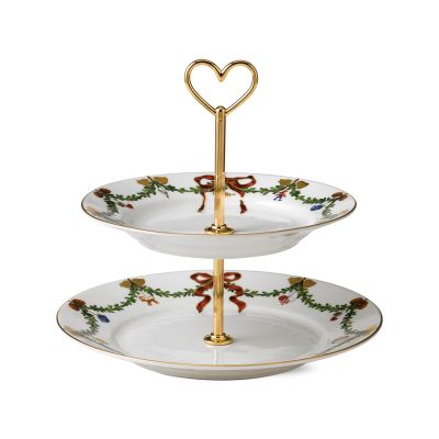 Royal Copenhagen / Star Fluted Christmas / alzatina due piani / porcellana