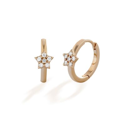 Buonocore / orecchini a cerchio lucido con stella / oro rosa e diamanti bianchi