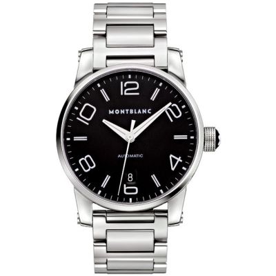 Montblanc TimeWalker Automatic / orologio uomo / quadrante nero / cassa e bracciale acciaio