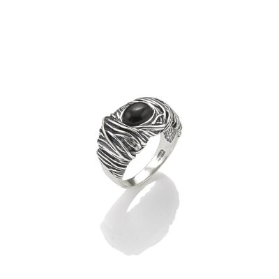 Giovanni Raspini / Uomo / anello Bond / argento e onice