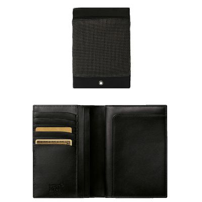 Montblanc / Meisterstück Canvas / portapassaporto con 6 scomparti / canvas grigio e pelle nera