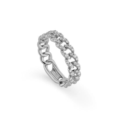 Buonocore / anello groumette / oro bianco e diamanti bianchi