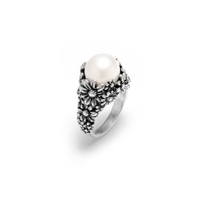 Giovanni Raspini / Drops / anello Margherite / argento e perla naturale