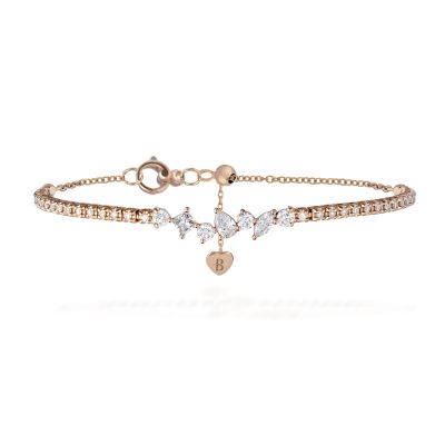 Buonocore / bracciale mezzo tennis fantasia / oro rosa e diamanti bianchi