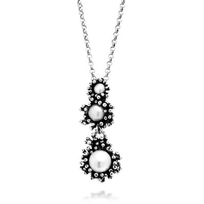Giovanni Raspini / Anemone / collana con pendente mini / argento e perle naturali