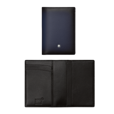 Montblanc / Meisterstück Selection Sfumato / porta biglietti da visita con soffietto / pelle nera e blu navy