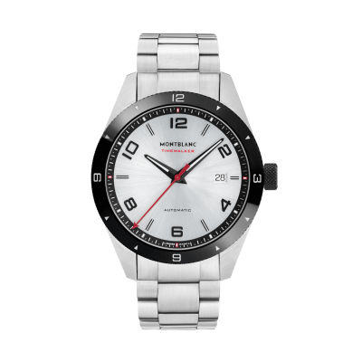 Montblanc TimeWalker Date Automatic / orologio uomo / quadrante bianco / cassa e bracciale acciaio 