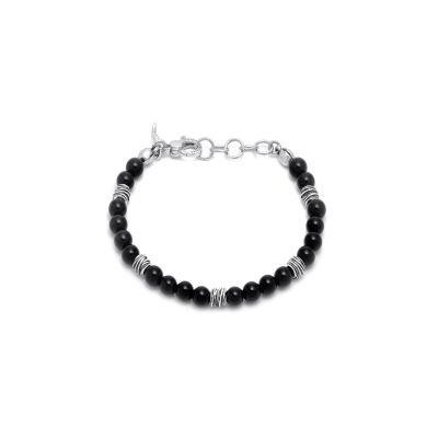 Giovanni Raspini / Uomo / bracciale Tango / argento, onice e fili