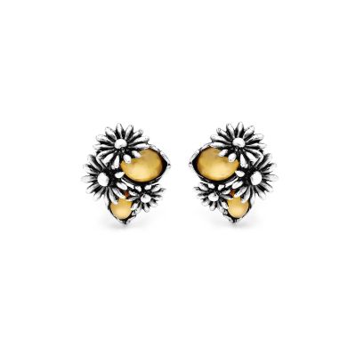 Giovanni Raspini / Summer / orecchini Daisy / argento, madreperla giallo oro e cristallo di rocca