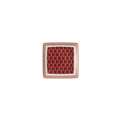 Rosenthal – Versace / La Greca Signature Red / coppa quadrata 12 cm / porcellana / rosso, bianco, dorato