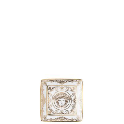 Rosenthal – Versace / Medusa Gala / coppetta quadra piana 12 cm / porcellana / bianco, oro
