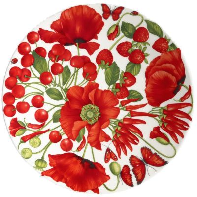 Taitù / Red Passion / piatto segnaposto / porcellana / bianco, rosso e verde