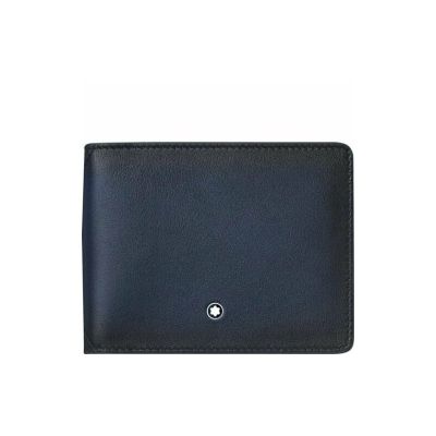 Montblanc / Meisterstück / portafoglio 4 scomparti con fermasoldi / pelle blu navy