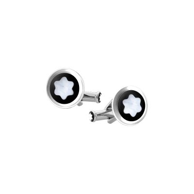 Montblanc / Star / gemelli / acciaio pregiato con inserto in PVD nero