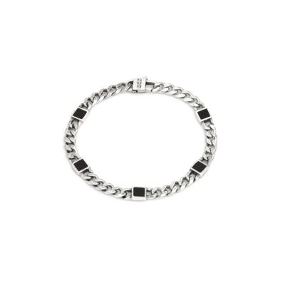 Giovanni Raspini / Uomo / bracciale Grumetta Box misura M / argento e resina nera