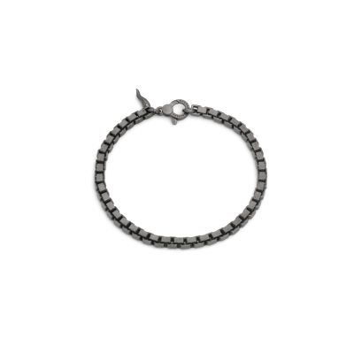 Giovanni Raspini / Uomo / bracciale maglia quadra - misura L / argento rodiato nero