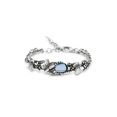 Giovanni Raspini / Floral / bracciale goccia farfalle / argento e cristallo blu