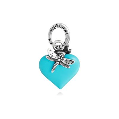 Giovanni Raspini / Charms / ciondolo cuore libellula / argento e resina azzurra