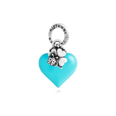 Giovanni Raspini / Charms / ciondolo cuore lucky / argento e resina azzurra