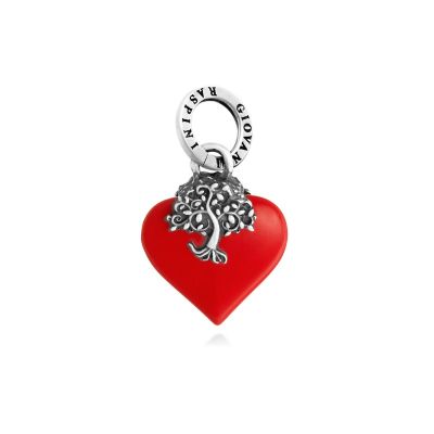 Giovanni Raspini / Charms / ciondolo cuore albero della vita / argento e resina rossa