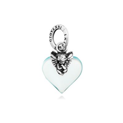 Giovanni Raspini / Charms / ciondolo cuore angelo / argento e resina trasparente azzurra