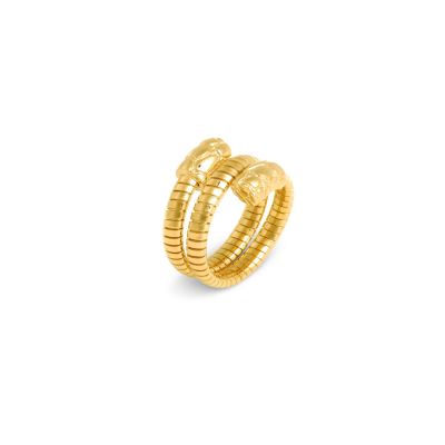 Giovanni Raspini / Animalier / anello tubogas croco doppio / argento dorato