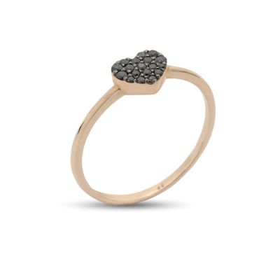 Buonocore / Hope / anello con cuore / oro rosa e diamanti neri