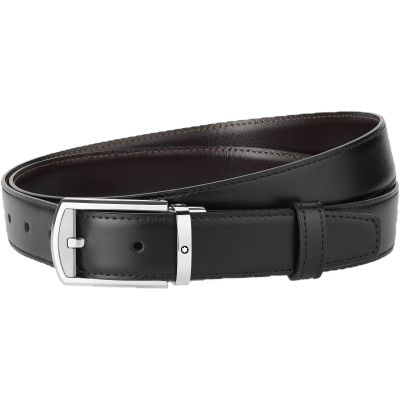 Montblanc / Classic Line 30 mm / cintura con fibbia ad ardiglione rettangolare arrotondata / pelle nera 