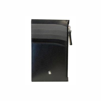 Montblanc / Meisterstück / custodia tascabile 5 scomparti con cerniera / pelle nera e grigia