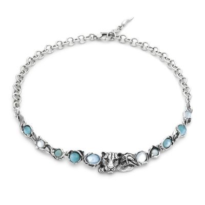 Giovanni Raspini / Animalier / collana blue jaguar / argento, madreperle doppiate con cristallo di rocca e quarzo