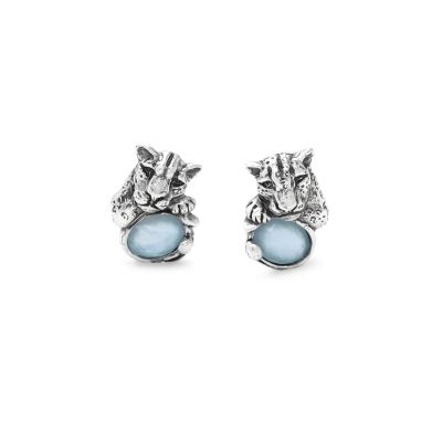 Giovanni Raspini / Animalier / orecchini blue jaguar / argento, madreperle doppiate con cristallo di rocca e con quarzo
