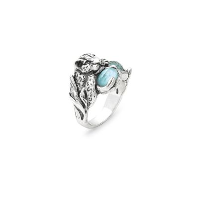 Giovanni Raspini / Animalier / anello blue jaguar / argento, madreperle doppiate con cristallo di rocca e con quarzo