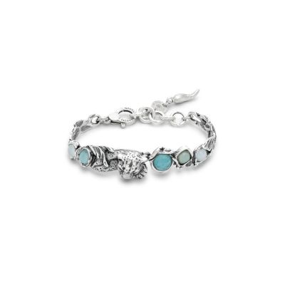 Giovanni Raspini / Animalier / bracciale blue jaguar / argento, madreperle doppiate con cristallo di rocca e con quarzo