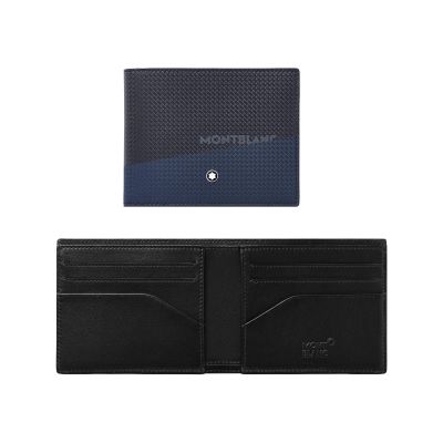 Montblanc / Extreme 2.0 / portafoglio 6 scomparti / pelle blu e nero effetto carbonio