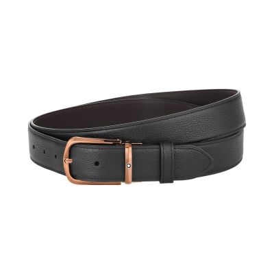 Montblanc / Casual Line / cintura reversibile con fibbia ad ardiglione 35 mm / pelle nera e marrone