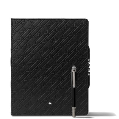 Montblanc / Augmented Paper - Ultra Black Edition / Set penna a sfera Starwalker Ultra Black, blocco note #146 e custodia in pelle