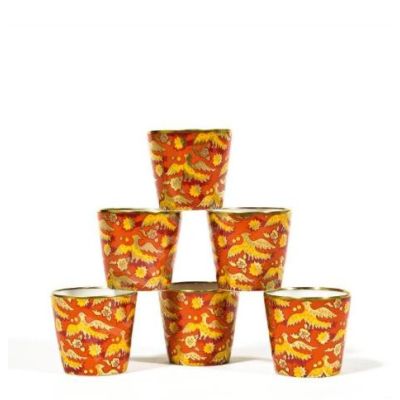 Hermès / Ballets Russes / tazza cocktail / porcellana / giallo, rosso, arancio, oro