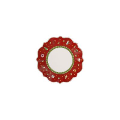 Villeroy & Boch / Toy's Delight / set 6 piatti pane / porcellana / rosso e bianco con decori