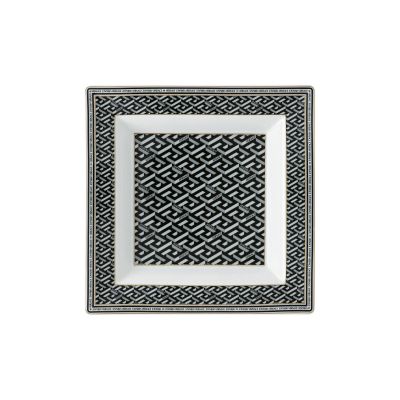 Rosenthal – Versace / La Greca Signature Black / coppa quadrata 22 cm / porcellana / nero, bianco, dorato
