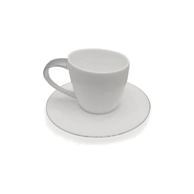 Richard Ginori / Eclissi Platino / set 6 tazze caffè con piattino / porcellana