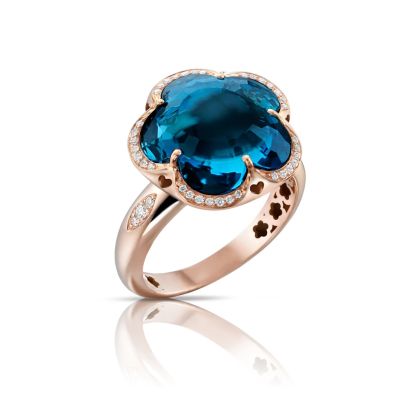 Pasquale Bruni / Bon Ton / anello / oro rosa, topazio blu e diamanti