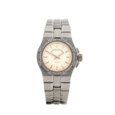 Vacheron Constantin / Overseas / orologio donna / quadrante bianco guilloché / cassa acciaio e diamanti / bracciale acciaio