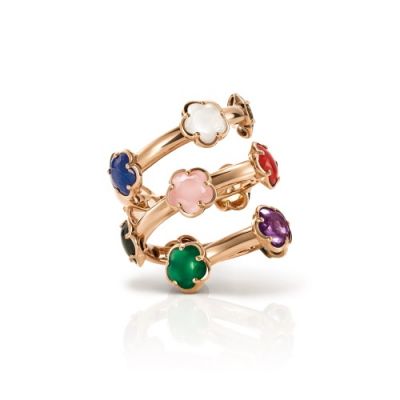 Pasquale Bruni / Figlia dei Fiori / anello a fascia aperta / oro rosa e pietre colorate e diamanti