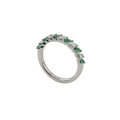 Buonocore / anello veretta / oro bianco, smeraldi e diamanti bianchi