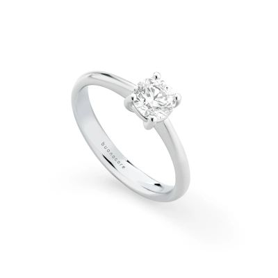 Buonocore / Promise / anello solitario / oro bianco e diamante bianco