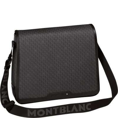 Montblanc / Signature Black / messenger bag / tessuto nero e pelle nera