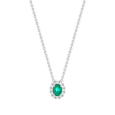 Buonocore / Forever / collana con pendente / oro bianco, smeraldo e diamanti bianchi