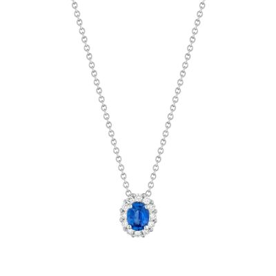 Buonocore / Forever / collana con pendente / oro bianco, zaffiro blu e diamanti bianchi